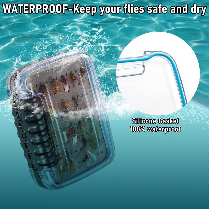 Dr.Fish Fly Fishing Box, Flies Storage Case Waterproof Silicone Double Sided Clam Fishing Jig Boxes Crappie Panfish Trout Large - Image 4